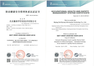 ISO45001职业健康安全管理体系认证证书